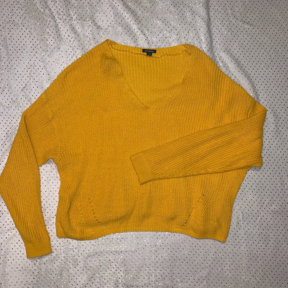 Mustard Yellow Thin Cropped Sweater